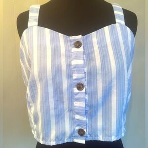 Blue and white striped cropped top